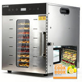 Takywep Digital Food Dehydrator Machine 10-Tray with Stainless Steel Trays, Adjustable Temperature Control & Timer, for Jerky, Herbs, Fruits, Vegetables, BPA-Free, Includes Recipe Book