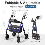 HOMLAND Foldable Rollator Walker with Seat for Seniors, 16" Enlarged Seat