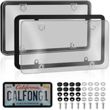 CPProDilig License Plate Covers & Frames, 2 Pack Grey Car Front and Rear License Plate Protector Holder with Screws & Caps, Unbreakable Car Licence Plate Frame, Universal for Most Standard US Plates