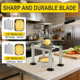 Commercial Heavy Duty French Fry Cutter, Stainless Steel Potato Slicer with 1/2" & 3/8" 2 Blades, Strong Suction Manual Vegetable Cutter for Restaurant, Food Truck, Home Commercial Kitchen