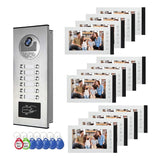 ANJIELO SMART Video Intercom System,Indoor Outdoor IR Camera,7 Inches LCD Monitor Wired Video Intercom Doorbell Kits,Monitoring, Unlock, 2 Way Audio for Home Villa House (12 Units Bell + 12 Monitor)