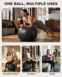 Trideer Extra Thick Yoga Ball Exercise Ball, 5 Sizes Ball Chair, Heavy Duty Swiss Ball for Balance, Stability, Pregnancy and Physical Therapy, Quick Pump Included (Black, M(19-22ines/48-55cm))