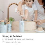ZCCZ Bathroom Accessory Set, 4 Pcs Marble Look Bathroom Vanity Countertop Bathroom Décor Sets Accessories with Soap Dispenser, Toothbrush Holder Set, Tumbler, Soap Dish