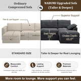 NABUMI 107" Modular Sectional Sofa with Storage, L-Shaped Boneless Couch with Movable Ottoman, Deep Seat Memory Foam Corduroy 4-Seater Cloud Couches for Living Room, Tool-Free Assembly, Dark Gray