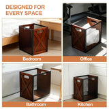 4.5 Gallon Office Trash Can, Wood Small Waste Basket with Iron Mesh, Decorative Garbage Can for Home Office, Kitchen, Bedroom, Living Room Bathroom