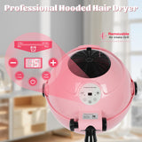 Professional Hooded Hair Dryer Pink,Stand Hair Dryer Bonnet with 3 Temperature Settings,Height Adjustable Sit Under Dryer on Wheels