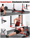 YOLEO Squat Rack with Adjustable Pull-Up Bar & Extended Safety Arms, 35"-67" Width, Fixed 83” Frame Height, Pull-Up Bar Height 71.5"-80.5", Fits 6FT & 7FT Barbells