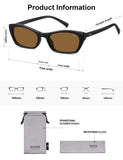 SOJOS Trendy Cat Eye Polarized Sunglasses for Women Men, Retro 90s Y2K Small Thin Rectangle Sunnies SJ2670, Black/Brown