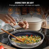 WhatsClad 10" Hybrid Ceramic Nonstick Frying Pan, 3-Ply Stainless Steel Skillet, 2-Layer Coating, PFAS & PTFE Free, Induction Compatible-Blue
