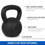 Yes4All Solid Cast Iron Kettlebell Weights Set – Great for Full Body Workout and Strength Training, K - Black 40lb