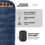 Teton Mammoth, 20 Degree Double Sleeping Bag, A Warm Bag The Whole Family can Enjoy. Great for Camping, Hunting and Base Camp. Compression Sack Included