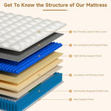 Queen Size Mattress 14 Inch, Hybrid Mattresses in a Box, Medium Firm Individual Pocket Springs Fiberglass Free Breathable and Stress-Relieving CertiPUR-US 80" x 60"