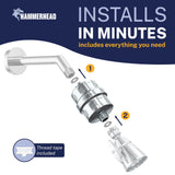 HammerHead Showers® Solid Metal Shower Head Filter – KDF 55 Shower Filter, High Pressure Universal Shower Filters to Remove Toxic Chemicals – Removes Chlorine and Heavy Metals – Chrome