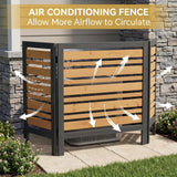 Outdoor AC Fence Screen, 3 Panel Wood Privacy Fence 38 x 42 Inch