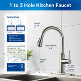 Arofa Kitchen Faucet with Pull Down Sprayer, Brushed Nickel Kitchen Sink Faucet 1-3 Hole Single Handle High Arc Stainless Steel Commercial Modern Kitchen Faucets for RV/Laundry/Outdoor/Bathroom Sink