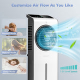 COSTWAY Evaporative Air Cooler, 3-in-1 Portable Swamp Cooler w/Fan & Humidifier, Air Cooling Fan w/ 360° Rotating Fan Blade, 3 Modes, 24 Speeds, 12H Timer, 2 Ice Packs, LED Display, Remote Control