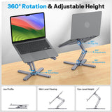 OMOTON LA10 360° Rotating Laptop Stand Riser Foldable for Desk, Space Grey