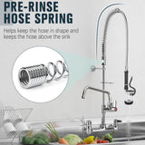 BZIMAK Commercial Faucet with Sprayer, 36 Inch Height Commercial Sink Faucet Wall Mount with 8" Adjustable Center and 12" Add-on Swing Spout & Pull Down Pre Rinse Sprayer