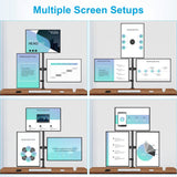 MOUNTUP Triple Monitor Stand, Height Adjustable Monitor Desk Mount Fit for 17 to 32 Inch Computer Screens, Stacked Monitors Arm for 3 Monitors, with C-Clamp and Grommet Base, up to 17.6lbs per Arm