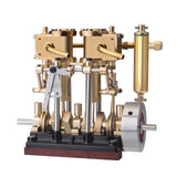 MechPuConToy Engine Model Kit That Works, Vertical Two-Cylinder Reciprocating Steam Engine Model with Oil Cup Support Forward and Reverse Rotation for 80-120CM Steam Model Ship (Boiler Not Included)
