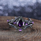 Oseew Amethyst rings for women sterling silver Amethyst engagement ring set Anniversary