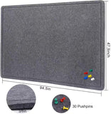 Extra Large Bulletin Board 96" x 48", Felt Pin Board, Dark Gray