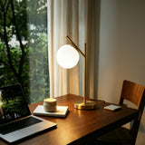 IPEDWO Mid Century Gold Table Lamp,Modern Globe Bedside Desk Lamps