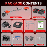POGGT 21V Cordless Tiller for Gardening, 120Mins Runtime Rototiller, 11.8" Width 6.6" Depth Garden Tiller with 2x4.0Ah Batteries, 360RPM Electric Cultivator for Lawn/Soil/Cultivation/Garden