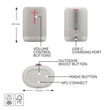 Ultimate Ears EPICBOOM, Portable Wireless Bluetooth Speaker, Big Bass and Immersive, 360-Degree Sound, Adaptive EQ, IP67 Waterproof, Floatable, 17 Hour Battery, 180 ft Range, USB C - White