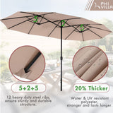 PHI VILLA 8 PCS Patio Dining Set w/ 13ft Umbrella(Beige)