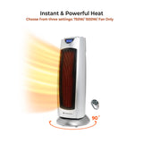 Comfort Zone Electric Oscillating Ceramic Tower Space Heater, Remote, Backlit Digital Thermostat & Temperature Display, Timer, & Overheat Sensor, Ideal for Home, Bedroom, & Office, 1,500W, CZ499R