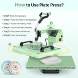 5 in 1 Heat Press Machine 12x15 inch Sublimation Heat Press 360° Swing Away Heat Transfer Digital T-Shirt Pressing with 30OZ 20OZ Tumbler Press