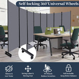 Room Divider Folding Privacy Screens with Lockable Wheels, 176'' Fabric Partition Room Dividers Freestanding Room Divider