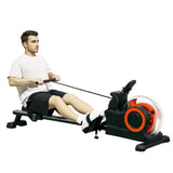 Soozier Water Rowing Machine for Home, Foldable Rower Machine with Adjustable Resistance, Wheels, LCD Monitor and Tablet Holder, 264lbs Weight Capacity, Red