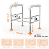 Heavy Duty Toilet Safety Rails for Seniors (665lbs), Adjustable LED Toilet Safety Frame with Handles for Elderly, Foldable Handicap Toilet Aid Support for Most Toilets, Stand Up Assist