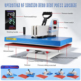 MARMERDO 16x24 Heat Press Machine 3500w Swivel Head Rotating Sublimation Transfer with 0-750°f Digital Timer for T Shirt Garment 110v