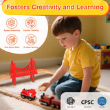 WudBudz Wooden Train Tracks 60 Piece Set, Track Expansion Accessories for Toddlers 3-5 - 100% Compatible with All Major Brands Including Thomas & Brio Wooden Railway System
