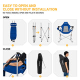 KingCamp Hammock Camping Chair Swinging Recliner Chair for Backyard Lawn Beach Camp Outside Indoor Adults Portable Lounger Folding Chair Hold Up to 300lbs with Carrying Bag Cup Holder (Blue/Grey)