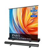 100" Portable Tab-Tension Matte White Manual Pull Up Projector Screen,178°Viewing Angle Movie Screen,Outdoor Projector Screen Wrinkle-Free Design for Backyard Movie