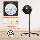 Hooded Hair Dryer, 1500W Standing Hair Dryer with Time Settings, Touch Controls, 3 Temperature Modes, Height Adjustable Ionic Hooded Dryer on Wheels, Sit Under Hair Dryer Bonnet for Home or Salon Use