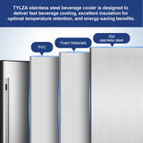 Tylza Outdoor Beverage Refrigerator 24 Inch, Stainless Steel Under Counter Beverage Cooler, 190 Cans Beer Fridge Built-in