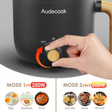 Hot Pot Electric, 1.5L Rapid Noodles Cooker, Portable Nonstick Mini Multicooker (Black) Audecook
