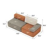 NessCarsti 80" Modular 3-Tone Couch, 3-Seater Sofa with Detachable Backrest