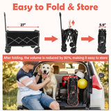 Wagons Carts Foldable, 360 Lbs with Adjustable Handle, Black Lightweight Portable, Collapsible Wagon for Camping, Shopping, Sports