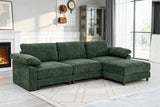 112'' Oversize L Shaped Modular Cloud Sectional Sofa, Deep Seat Sofa, Green