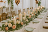 Set of 6 White Pillar Candles with Clear Glass Hurricane Holders- Elegant Cylinder Candle Vases for Weddings, Parties, Centerpieces, Home & Office Decor (White, 6 Set)