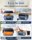 Hugmazing Cordless Electric Lunch Box for Adults, Men & Women – Rechargeable Self-Heating Food Warmer with 1.2L SS Container, Battery-Powered Heated Lunch Box, Perfect for Work and Travel Use