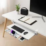 Keyboard Tray Under Desk with Drawer, White, 26.77" X 11.81"