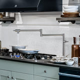 Pot Filler Faucet for Kitchen Sink, Deck Mount Pot Faucets Over Stove, Solid Brass Folding Pot Filler, Brushed Nickel Kitchen Faucet with Double Joint Swing Arms