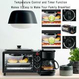 3 in 1 Versatile Breakfast Station, Breakfast Maker with Frying Pan and Coffee Machine, Portable Oven Breakfast Maker for Apartments Kitchenettes
